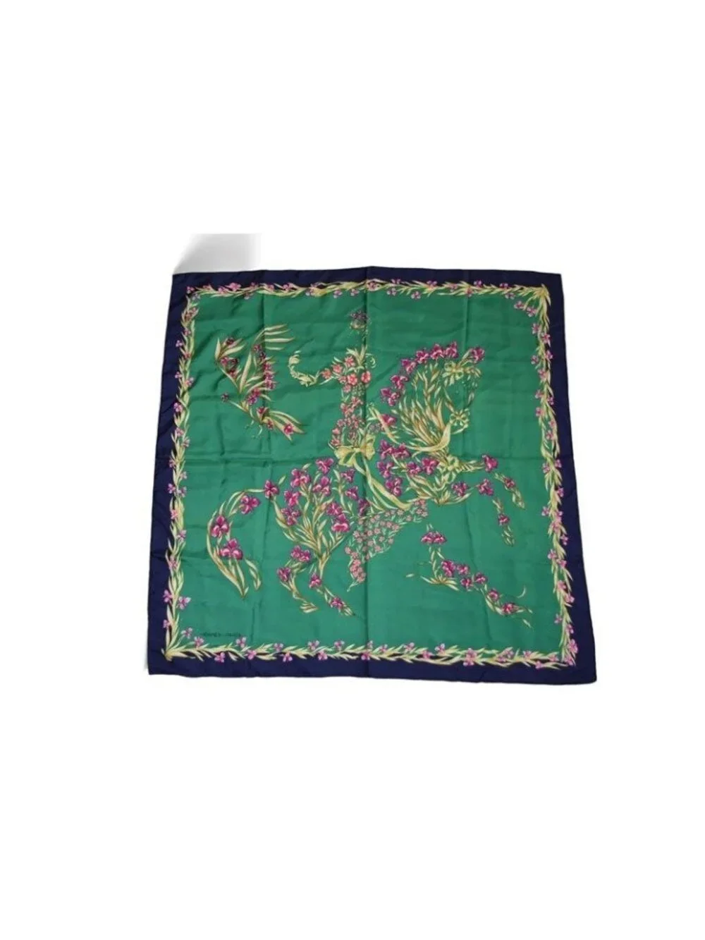 Hermes Scarf Carre 90 Silk Twill Flower Blooming Horse Hd'origny Henri - Picture 1 of 13